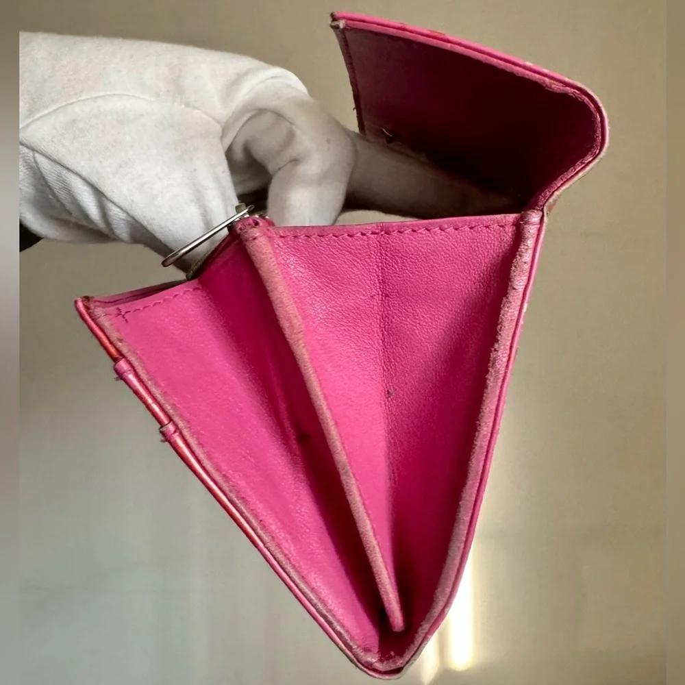 Christian Dior Ultimate Rendez-vous Patent Dior Trotter Fuchsia Authentic Wallet